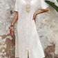 Ladies Lace Collar Cotton And Linen Dress