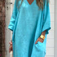 Women'S Casual Solid Color V-Neck Loose Cotton And Linen Dress