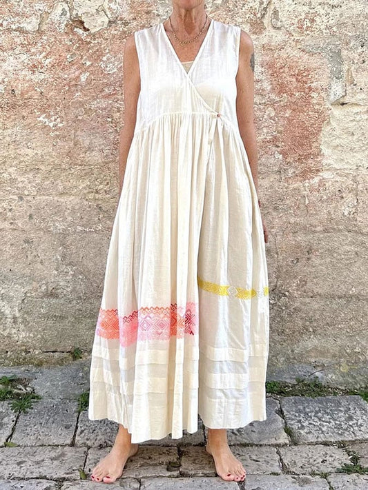 Women's Casual V Neck Sleeveless Dress