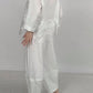 Women's Casual Solid Color Round Neck Long Sleeve Spliced Tops and Pants Two-piece Set