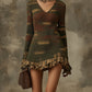 Green Tones Camouflage Knit Mini Dress