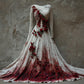 Halloween Bloody Red Roses Skeleton Lace Linen Maxi Dress