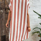 Women's Casual Lapel Striped Print Short Sleeve Dress
