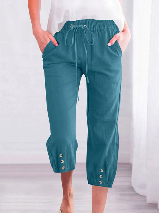 Women's Fashion Casual Drawstring Cropped Pants