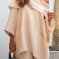 Women's Casual Solid Color Long Sleeve Cotton and Linen Top