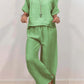 Women'S Casual V-Neck Pullover With Half Sleeves + Long Pants Two-Piece Suit