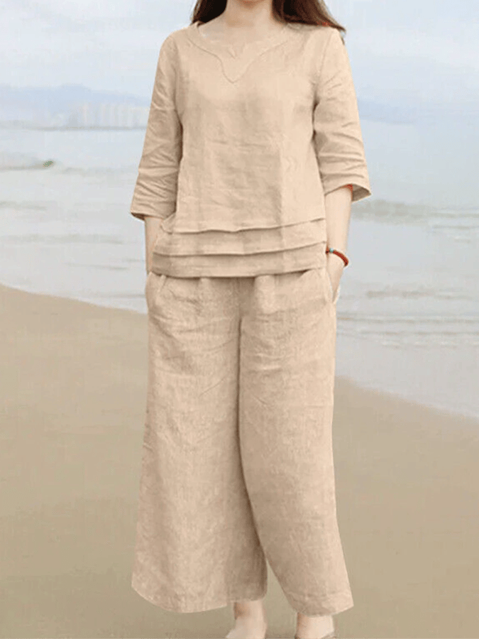 Women'S Casual Loose Top Wide Leg Pants Set