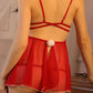 Christmas Sexy Bow Tie Mesh See-through Hollow Out Lingerie Nightgown Set