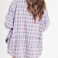 Women's Seams Raw Edge Washed Oversized Shirt Jacket with Pockets