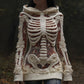 Vintage Halloween Anatomy And Rose Art Knit Hooded Sweater