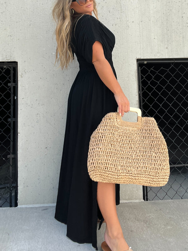 New Slit V-Neck Effortless Maxi Long Dress (Buy 2 Free Shipping)-Pink Laura