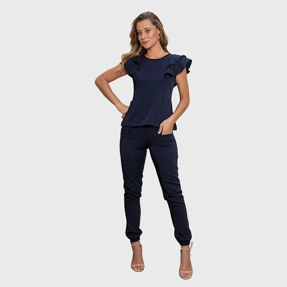 Women's Two Pockets Scrub Pants with Leg Elastics