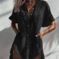 Women'S Casual Short-Sleeved Irregular Long Shirt Dress