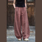 Ramie Cotton Linen Pants Tie-dye Design Trousers Loose Zen Yoga Women's Pants with Pockets