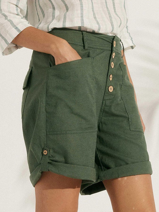Women's cotton and linen casual shorts