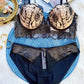 Sexy Mesh Lace Floral Embroidered Underwire Bra And Panty Set