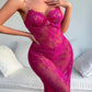 Sexy Floral Lace Mesh See-through Long Camisole Nightgown