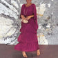 Elegant Loose Dress With Round Neck and Batwing Sleeves