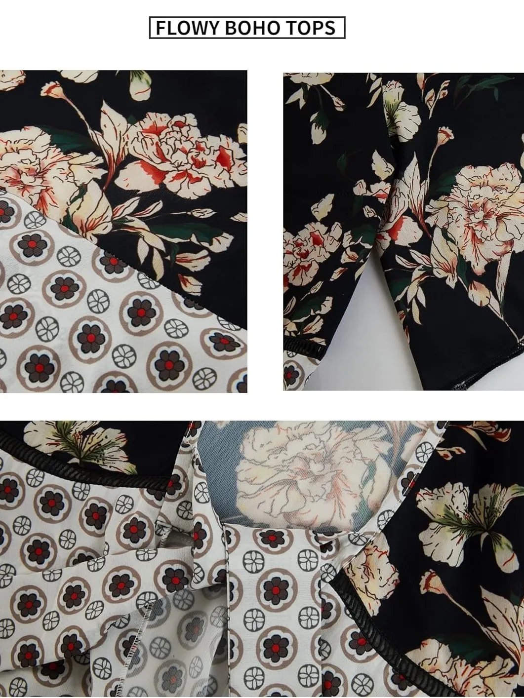 ✨Women's Floral Kimono Ruffle Sleeve Tie Cardigans Flowy Boho Loose Cover Ups