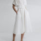 Women's Solid Color Gathered Waist Button Linen Dress