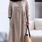 Women's Casual Solid Color Round Neck Long Sleeve Button Dress