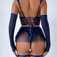 Sexy See-Through Mesh Skirt Uniform Lingerie Set With Gloves