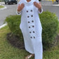 Women's Casual Round Neck Solid Color Button Loose Dress