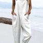 Women'S Casual Solid Color Cotton And Linen Overalls