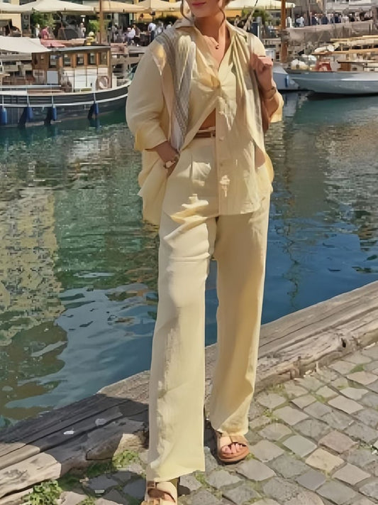 Women'S Casual Shirt Top Pants Set