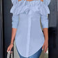 Women's Casual Solid Color Long Sleeve One Shoulder Ruffled Shirt