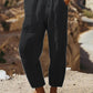 Women's Casual Regular Drawstring Pocket Cotton and Linen Pants