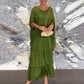 Elegant Loose Dress With Round Neck and Batwing Sleeves