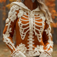 Women's Halloween Skeleton Bones With Roses Art Knitted Warm Hooded Sweater