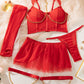 Sexy See-Through Mesh Skirt Uniform Lingerie Set With Gloves