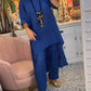 Women'S Casual Round Neck Solid Color Long Cotton And Linen Two-Piece Suit