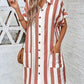 Women's Casual Lapel Striped Print Short Sleeve Dress