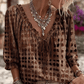 Women 3/4 Sleeve V-Neck Polka Dot Lace Up Blouse