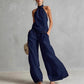 Halterneck Sleeveless Wide-Leg Pants Suit For Women