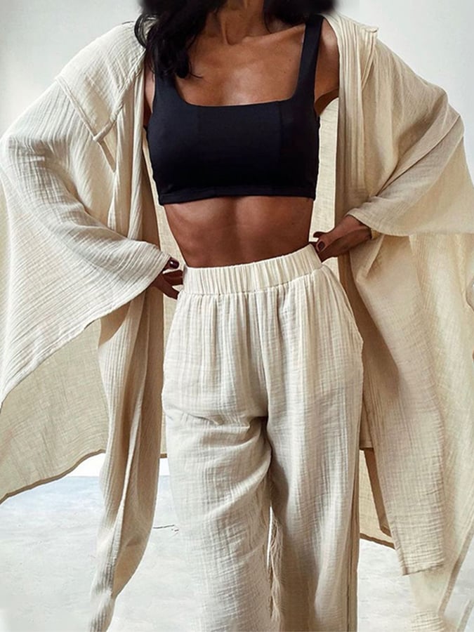 Women'S Loose Casual Irregular Shirt And Pants Suit