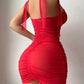Sexy Bow-tie Mesh See-through Bodycon Dress with Stockings Set