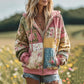 Women's Vintage Floral Patchwork Cozy Warm Zipper Hoodie
