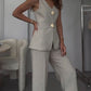 Solid Color Elegant Sleeveless Vest & Suit Pants Two-Piece Set