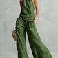 Halterneck Sleeveless Wide-Leg Pants Suit For Women