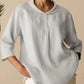 Women's casual versatile three-quarter sleeve loose lapel shirt
