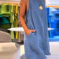 Women's Casual Solid Color Round Neck Sleeveless Splicing Dress