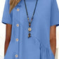 Women's Casual Button Decorated Gathered Pocket Midi Dress