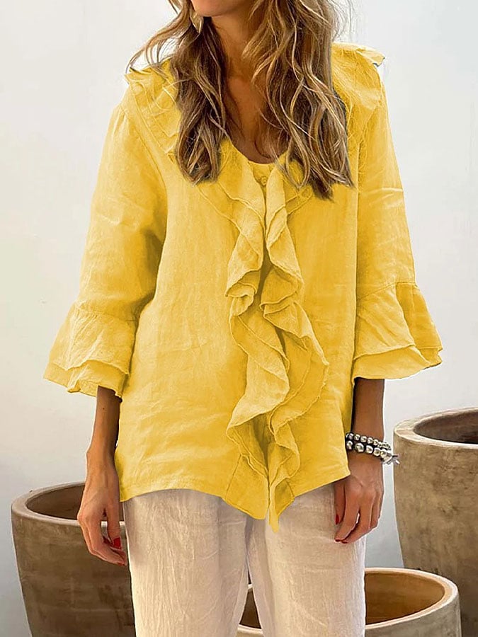 Women's ruffled casual shirt