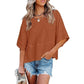 Women's Summer Casual Crewneck Batwing Half Sleeve T-Shirts Solid Color Loose Fit Cute Basic Flowy Tops Tees Blouses