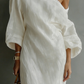 Ivory White One-Shoulder Cotton-Linen Maxi Dress