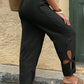 Women'S Casual Everyday Side Pocket Hollowed Out Comfortable Pants